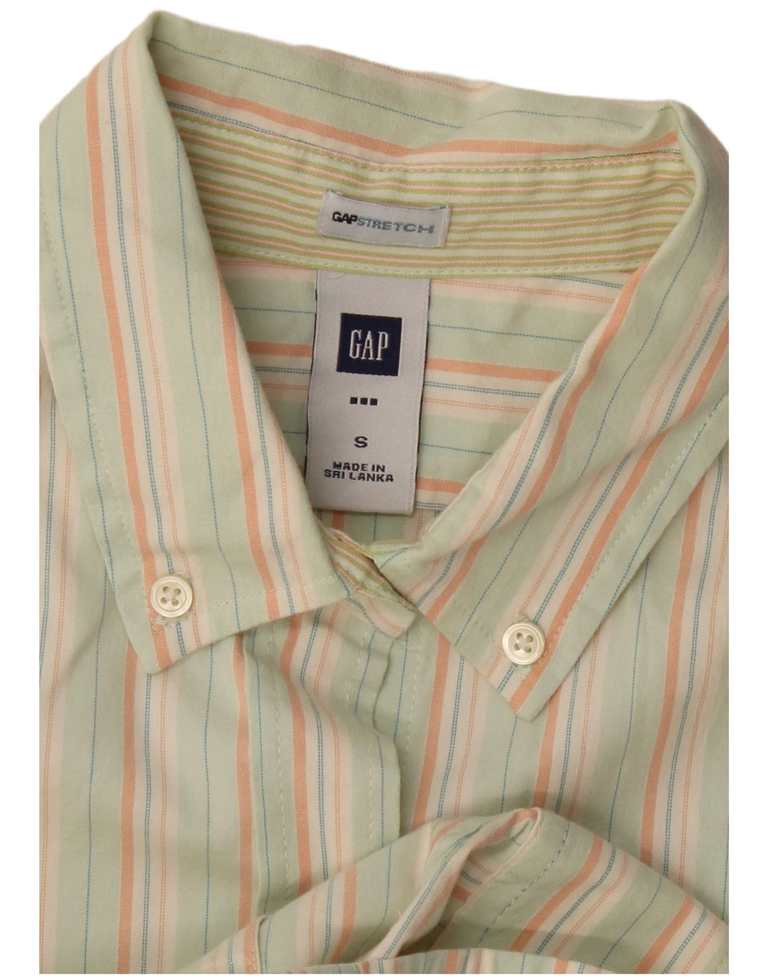 Camisa feminina GAP UK 10 algodão listrado verde pequeno