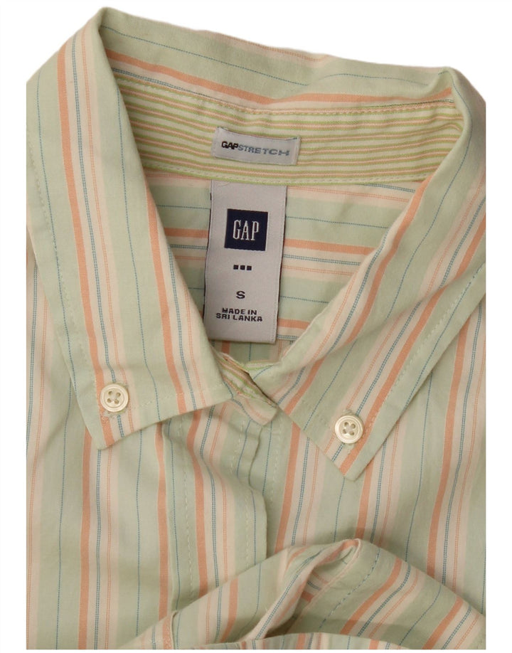 Camisa feminina GAP UK 10 algodão listrado verde pequeno
