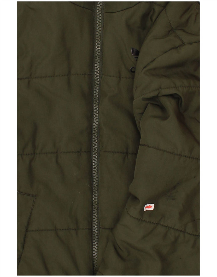 Jaqueta acolchoada com capuz para meninos Adidas 7-8 anos cáqui poliéster