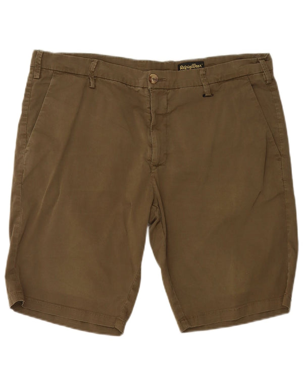 Shorts chino masculinos de cintura alta Refrigiwear IT 54 2XL W38 algodão cáqui