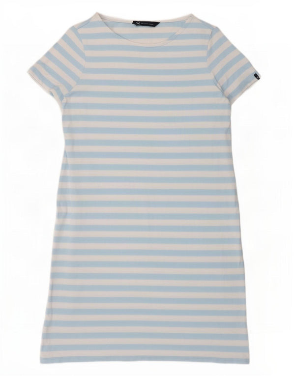 Crew Clothing Vestido camiseta feminino Reino Unido 10 pequeno algodão listrado azul