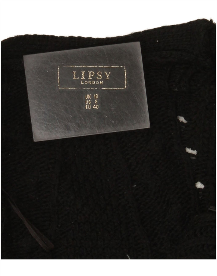 Suéter feminino Lipsy Longline aberto cardigan Reino Unido 12 médio preto