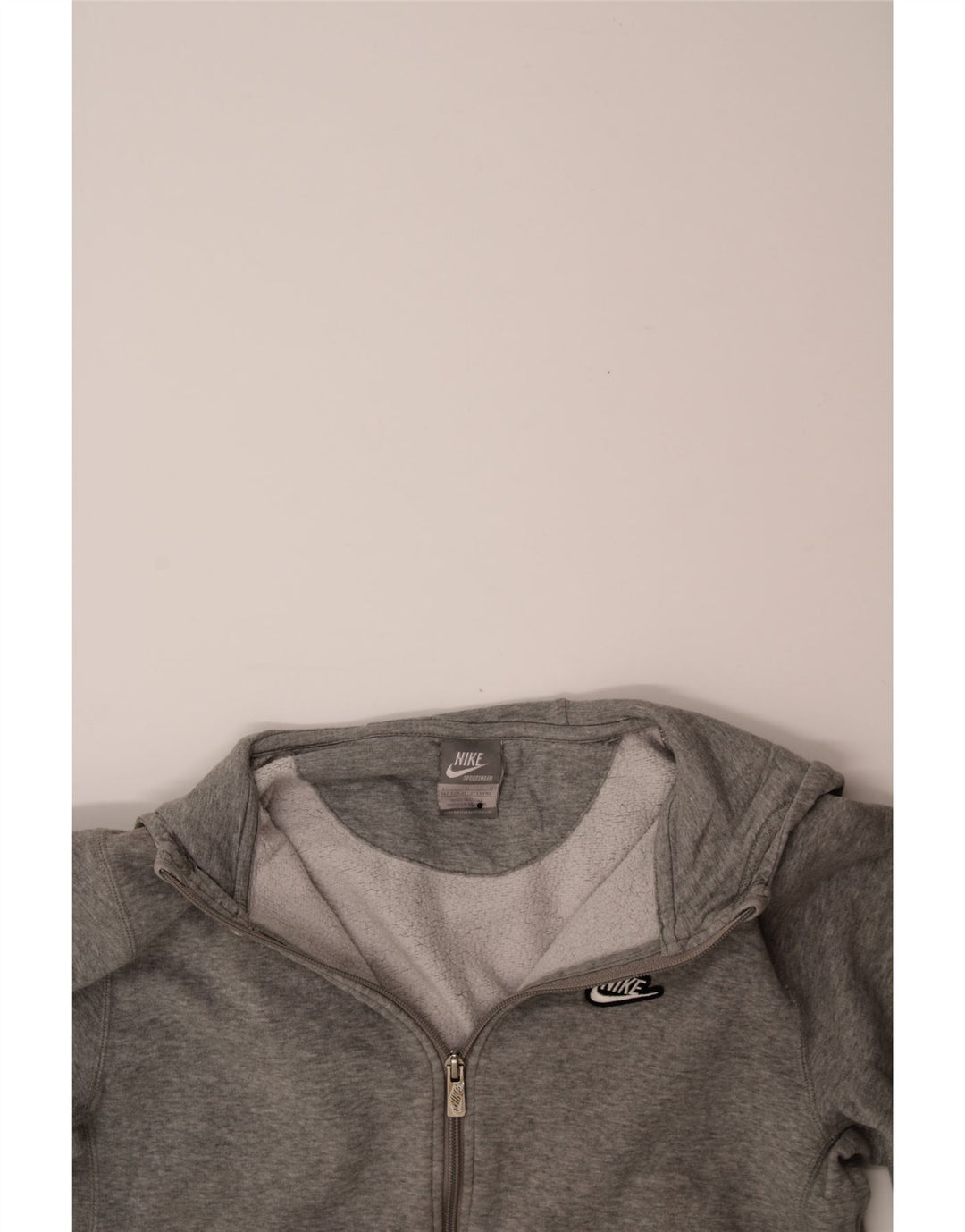 NIKE Boys Zip Hoodie Sweater 12-13 Years Large  Grey Cotton Vintage Nike and Second-Hand Nike from Messina Hembry 