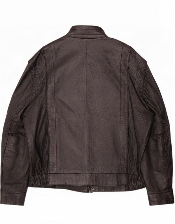 Jaqueta de couro masculina vintage IT 52 XL preta