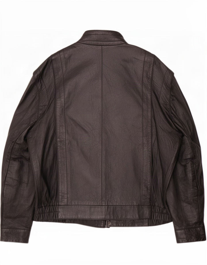 Jaqueta de couro masculina vintage IT 52 XL preta