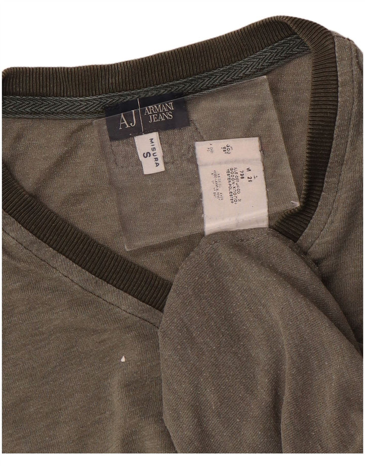 ARMANI JEANS Top gráfico masculino manga comprida pequeno algodão cinza