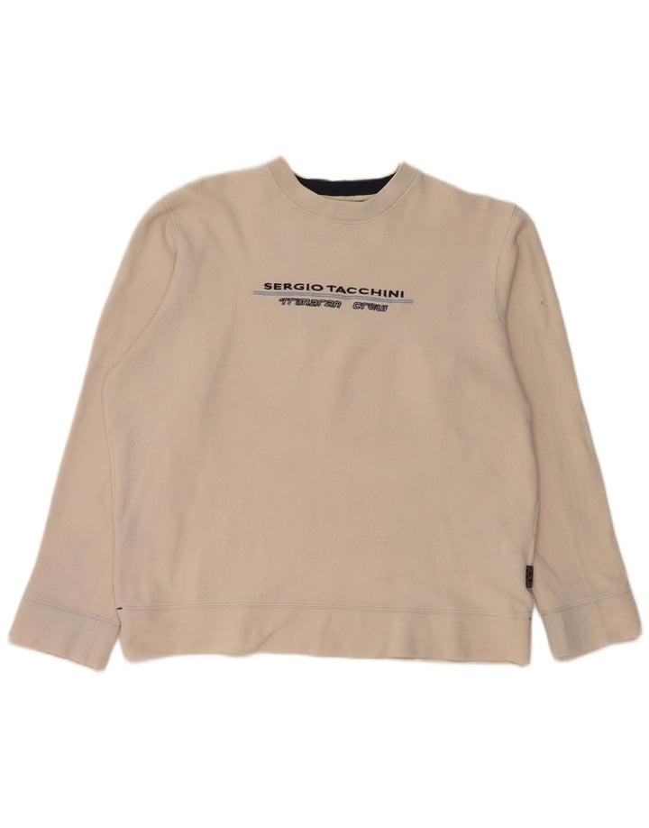 SERGIO TACCHINI moletom gráfico feminino jumper UK 18 XL branco