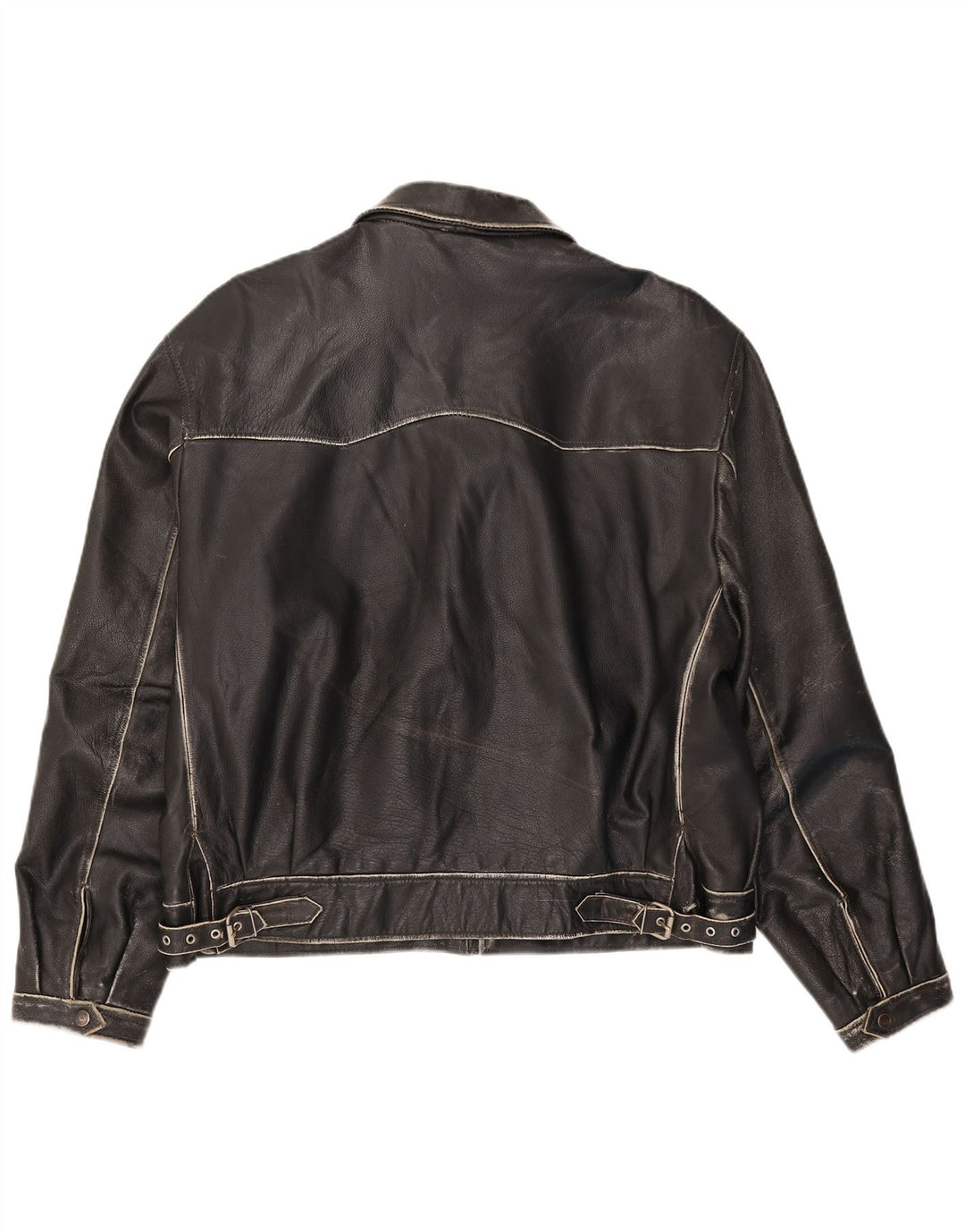 Jaqueta de couro masculina vintage IT 54 2XL preta