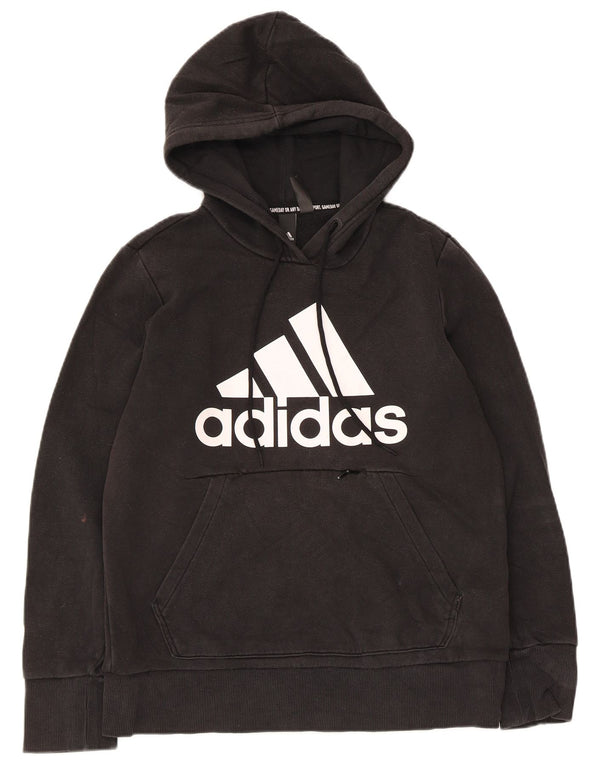 Adidas Womens Graphic Hoodie Jumper UK 12/14 Médio Preto