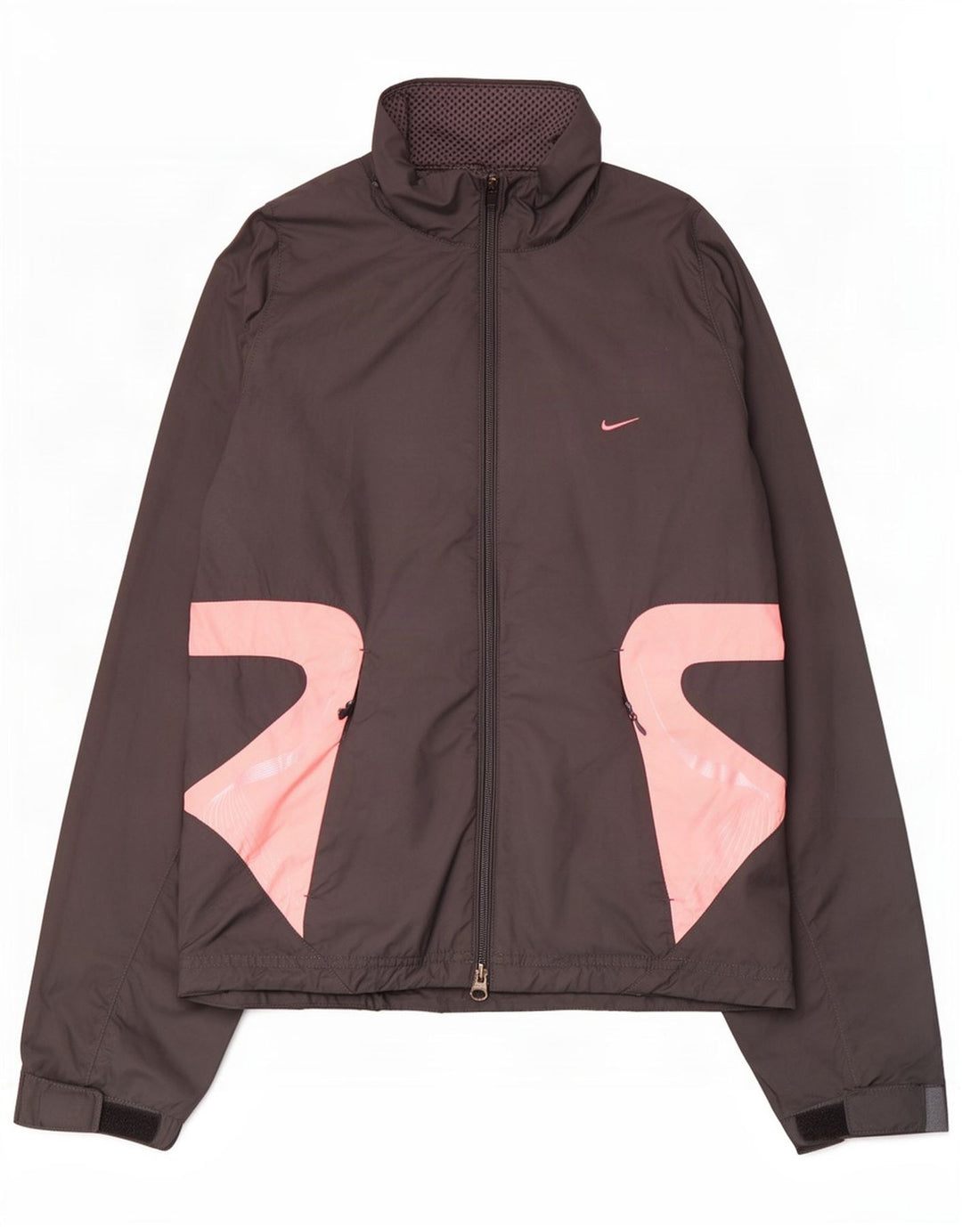 Jaqueta de chuva feminina Nike Climalite UK 8/10 pequena cinza colorblock poliéster
