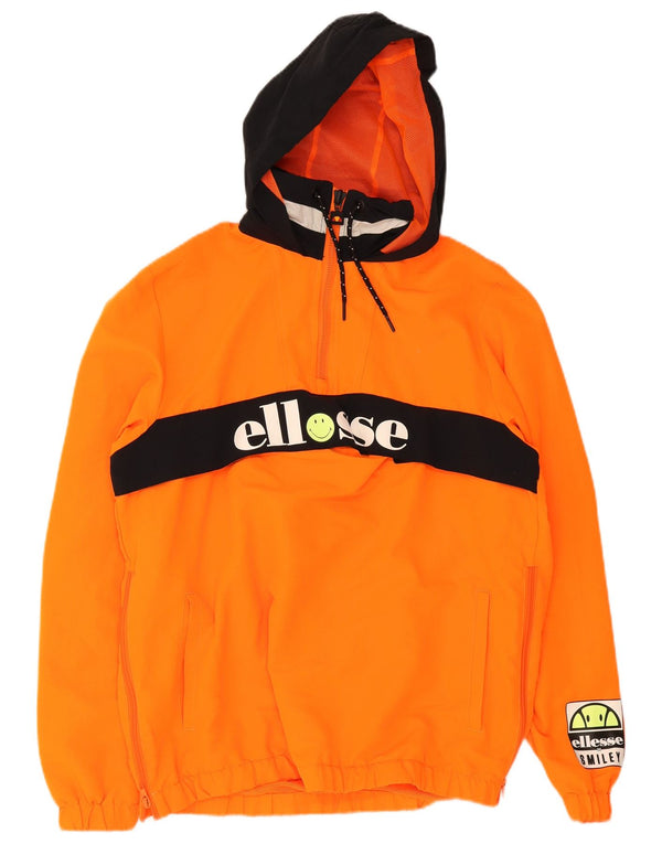 Ellesse Mens Smiley Hooded Anorak Jacket UK 40 Large Orange Colourblock