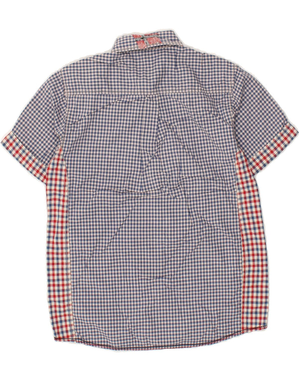 NAPAPIJRI Camisa masculina estampada de manga curta 9-10 anos algodão xadrez azul