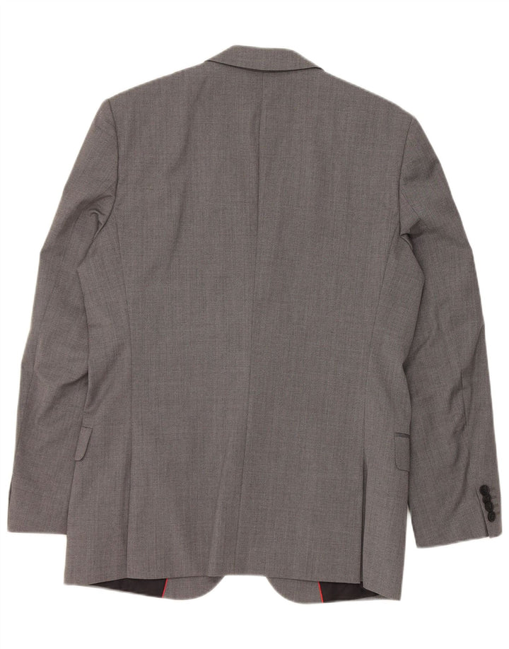 Jaqueta Blazer Masculina Hugo Boss com 2 Botões EU 48 Lã Virgem Cinza Médio