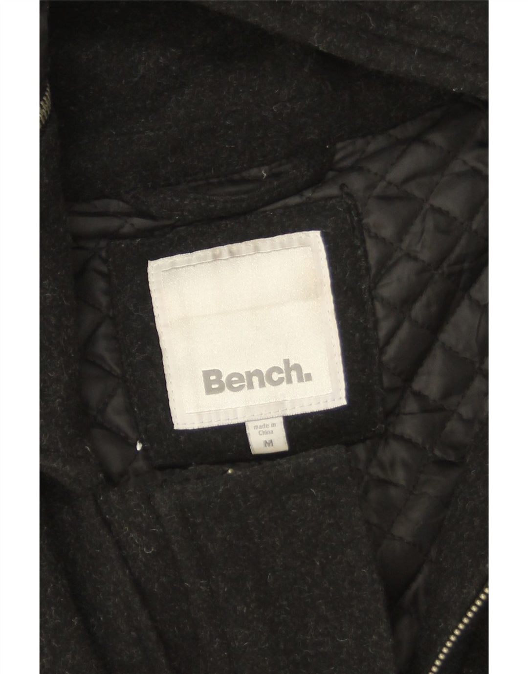 Sobretudo feminino com capuz Bench UK 14 lã preta média