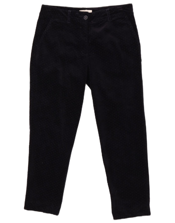 Calças recortadas femininas White Stuff UK 10 pequenas W28 L26 bolinhas azul marinho