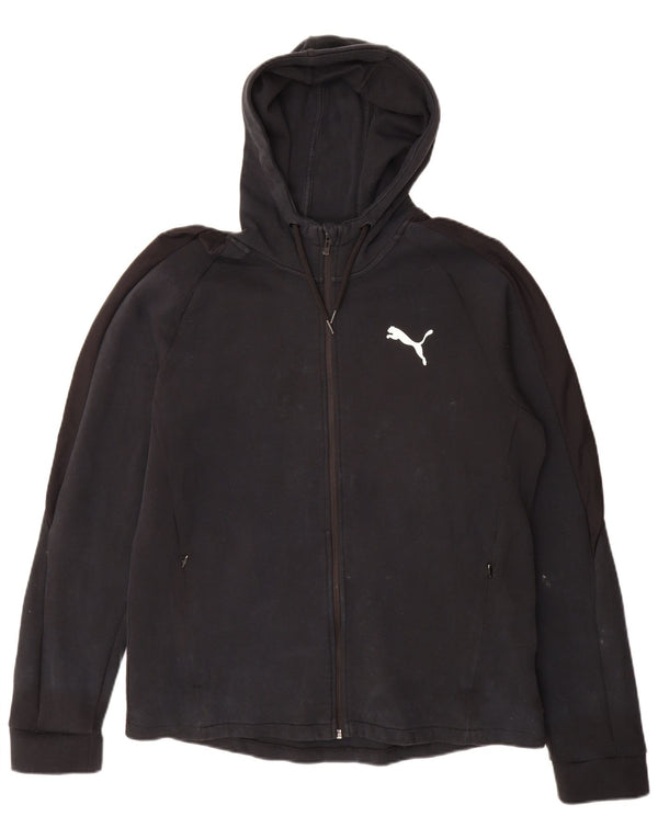 Suéter masculino Puma com capuz e zíper grande algodão preto