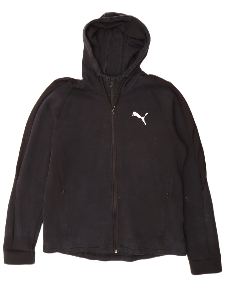 Suéter masculino Puma com capuz e zíper grande algodão preto