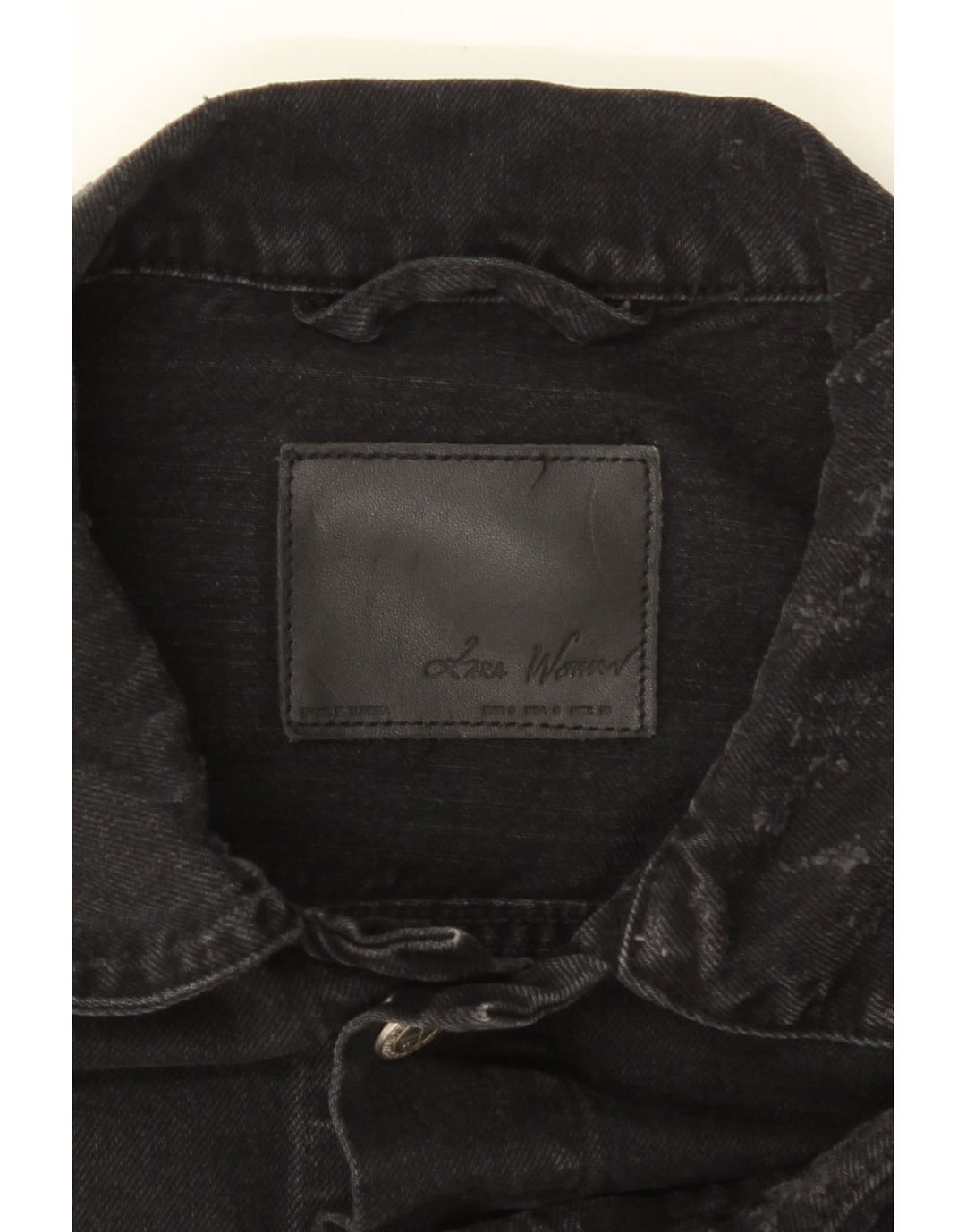 Jaqueta jeans masculina ZARA desgastada Reino Unido 36 pequeno algodão preto