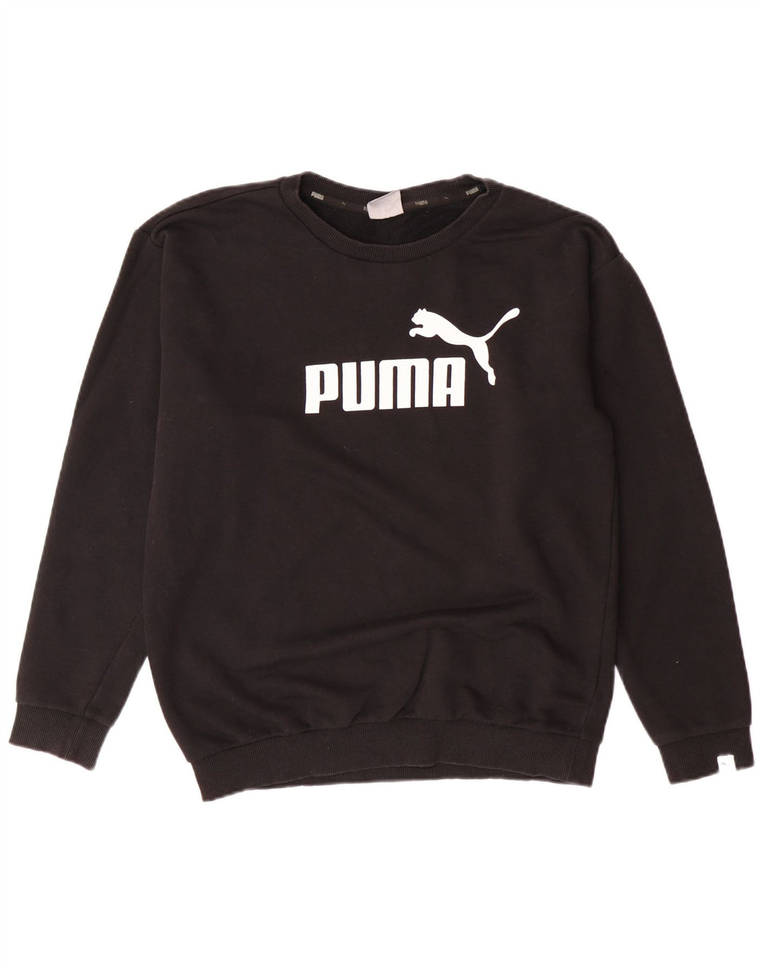 PUMA feminino oversized gráfico moletom jumper UK 10 pequeno preto