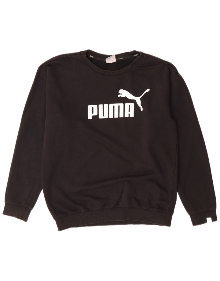 PUMA feminino oversized gráfico moletom jumper UK 10 pequeno preto