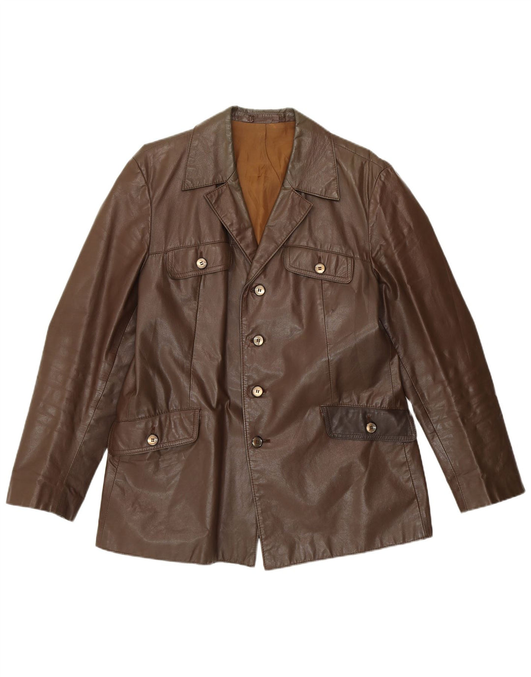Jaqueta de couro masculina BWS UK 38 marrom médio