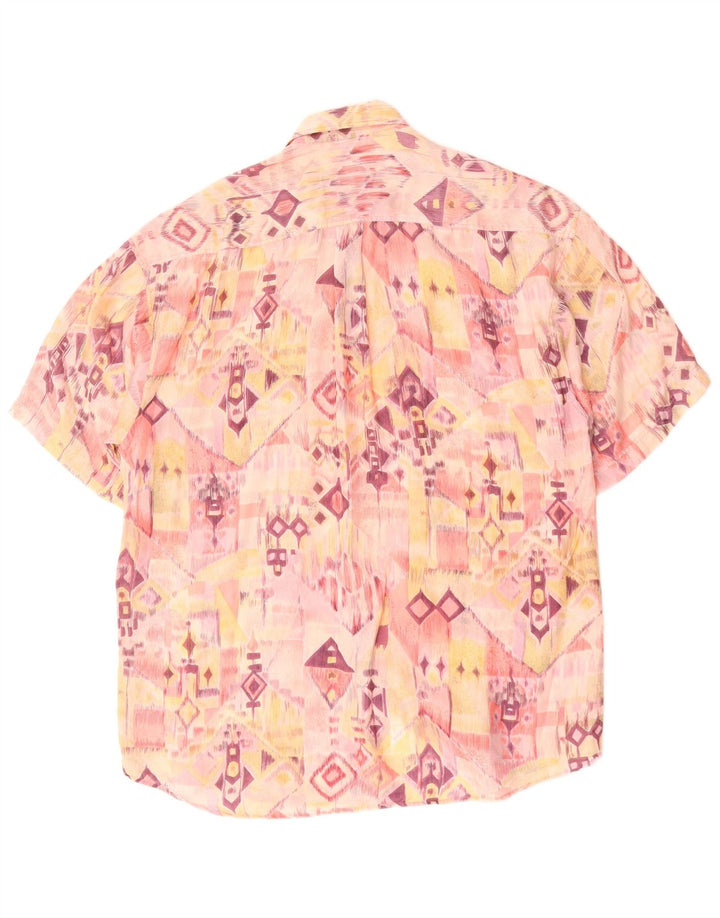 Camisa masculina de manga curta ARPINO tamanho 41/42 grande rosa geométrica