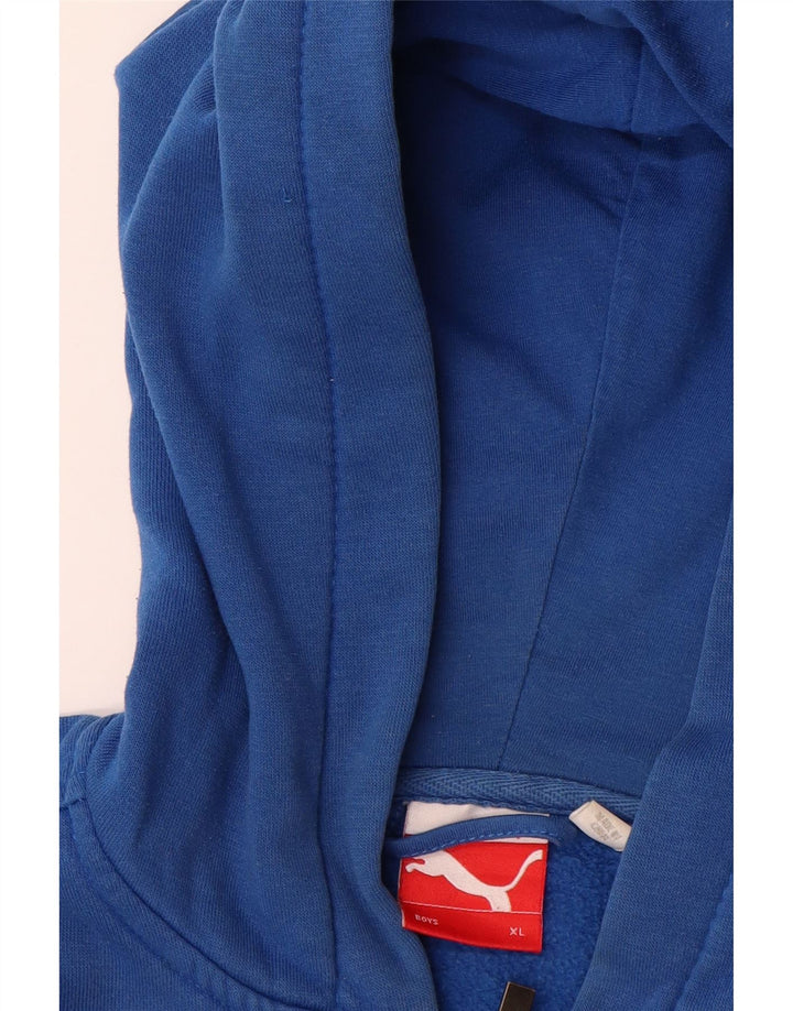Suéter PUMA Boys Graphic Zip com capuz 13-14 anos XL azul algodão