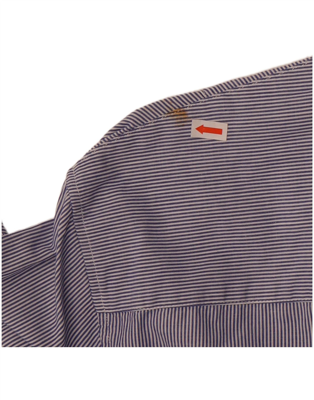 Armani Jeans Camisa masculina justa 2XL algodão listrado azul