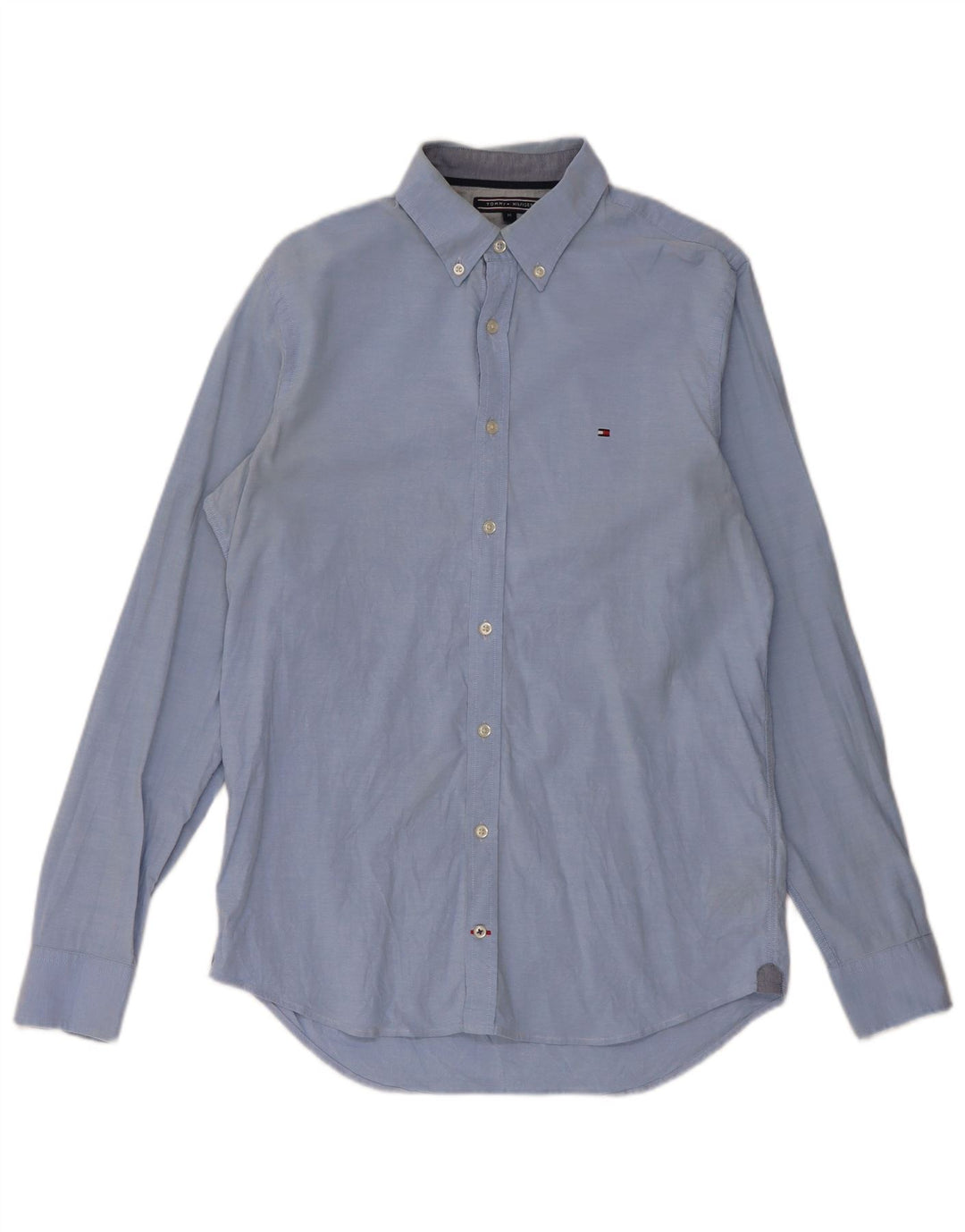 TOMMY HILFIGER Camisa masculina stretch slim fit de algodão azul médio