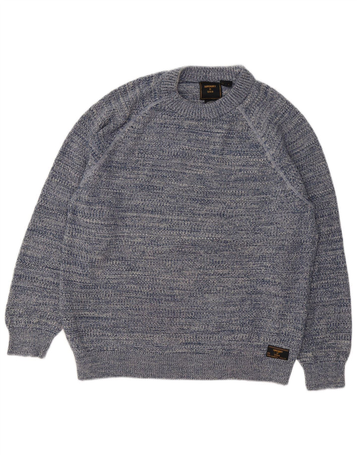 Suéter masculino Superdry com gola redonda e algodão listrado azul grande