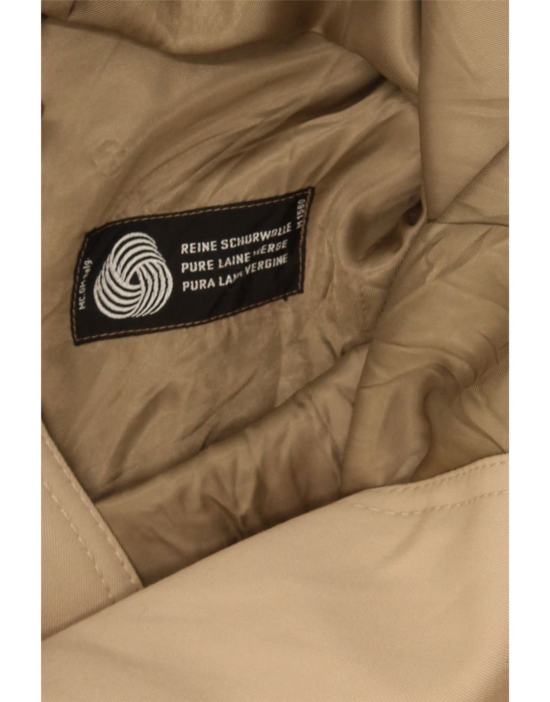 Casaco masculino vintage com peito duplo Reino Unido 38 lã virgem bege médio