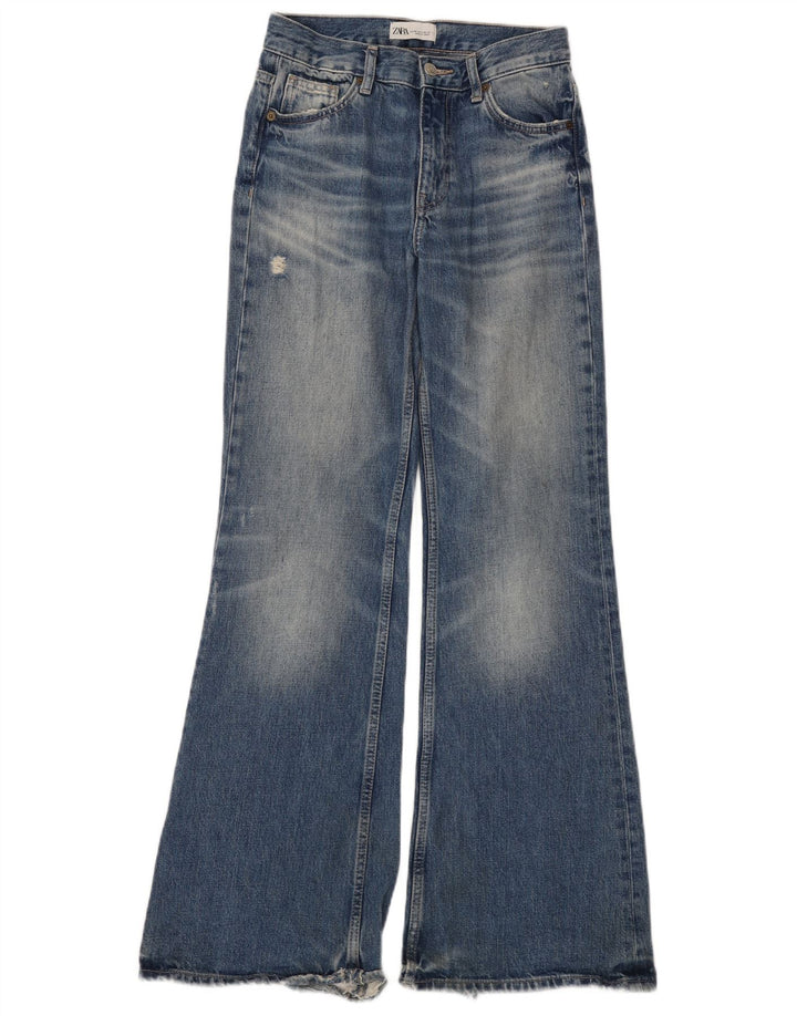 Zara Jeans feminino angustiado queimado EU 34 2XS W24 L32 azul algodão