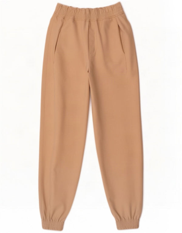 Calça jogger feminina Zara cintura alta pequena W28 L27 bege poliamida