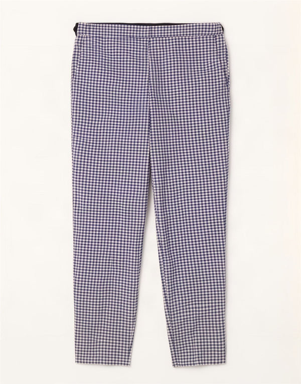 Zara Calça feminina de cintura alta cônica XL W32 L26 azul guingão