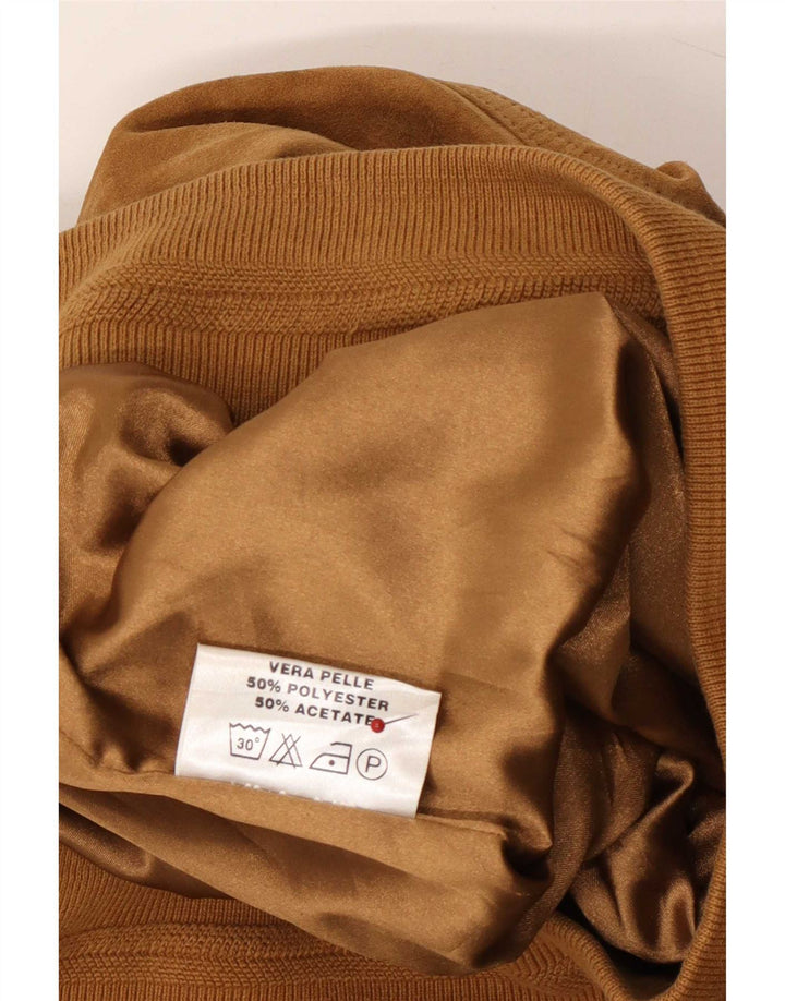 Jaqueta bomber feminina vintage de camurça IT 44 couro bege médio
