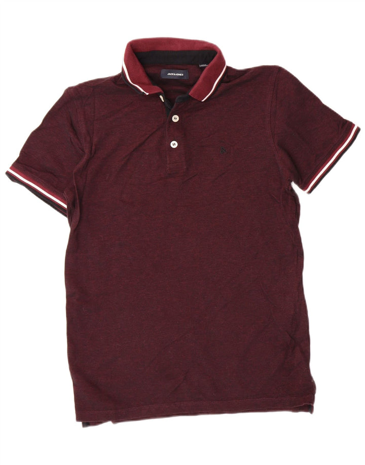 Camisa polo masculina JACK & JONES média algodão Borgonha