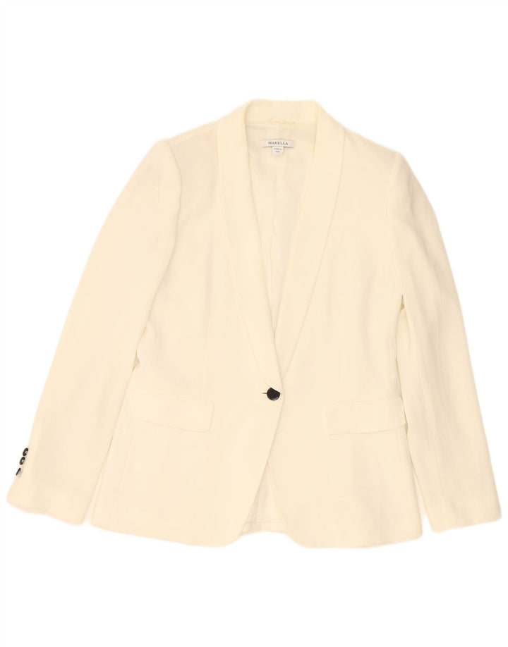 Jaqueta blazer feminina Marella com 1 botão Reino Unido 14 grande triacetato branco