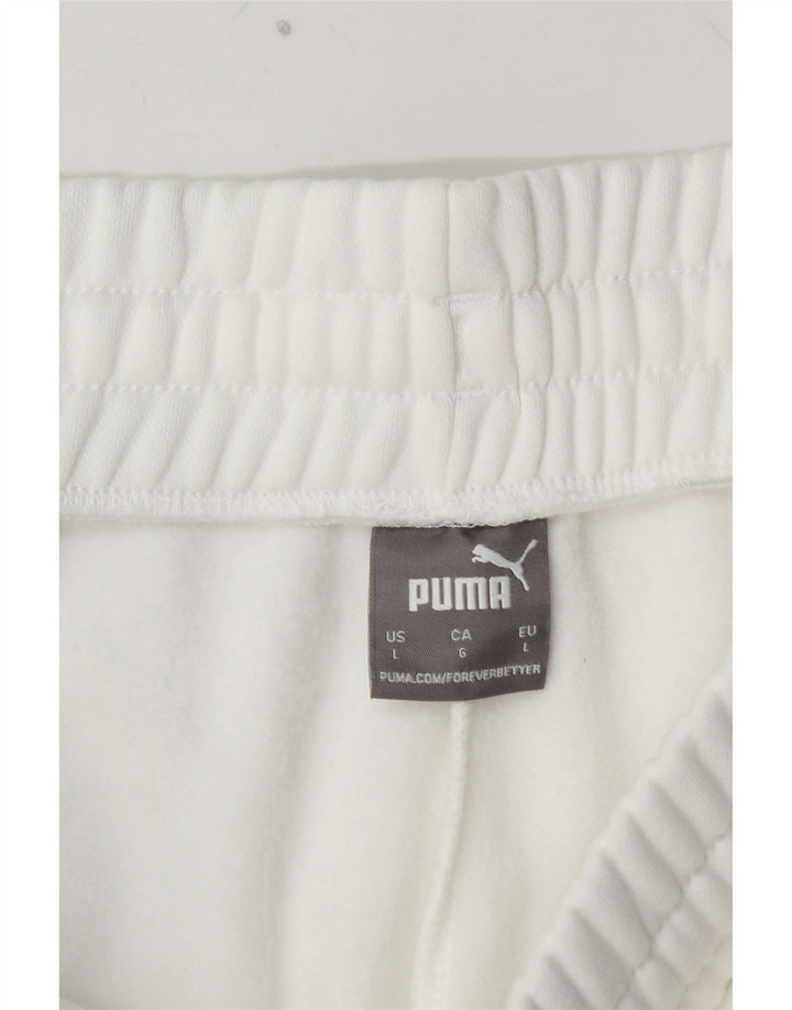 Calça de treino masculina PUMA Graphic Joggers grande bloco colorido branco