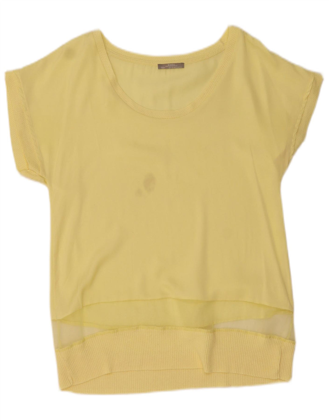 Zara Blusa Feminina Top UK 10 Pequena Amarela