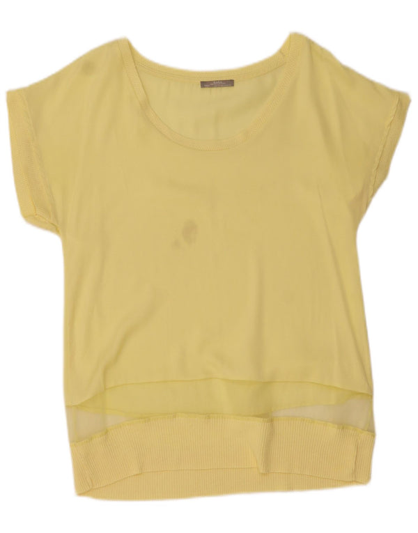 Zara Blusa Feminina Top UK 10 Pequena Amarela