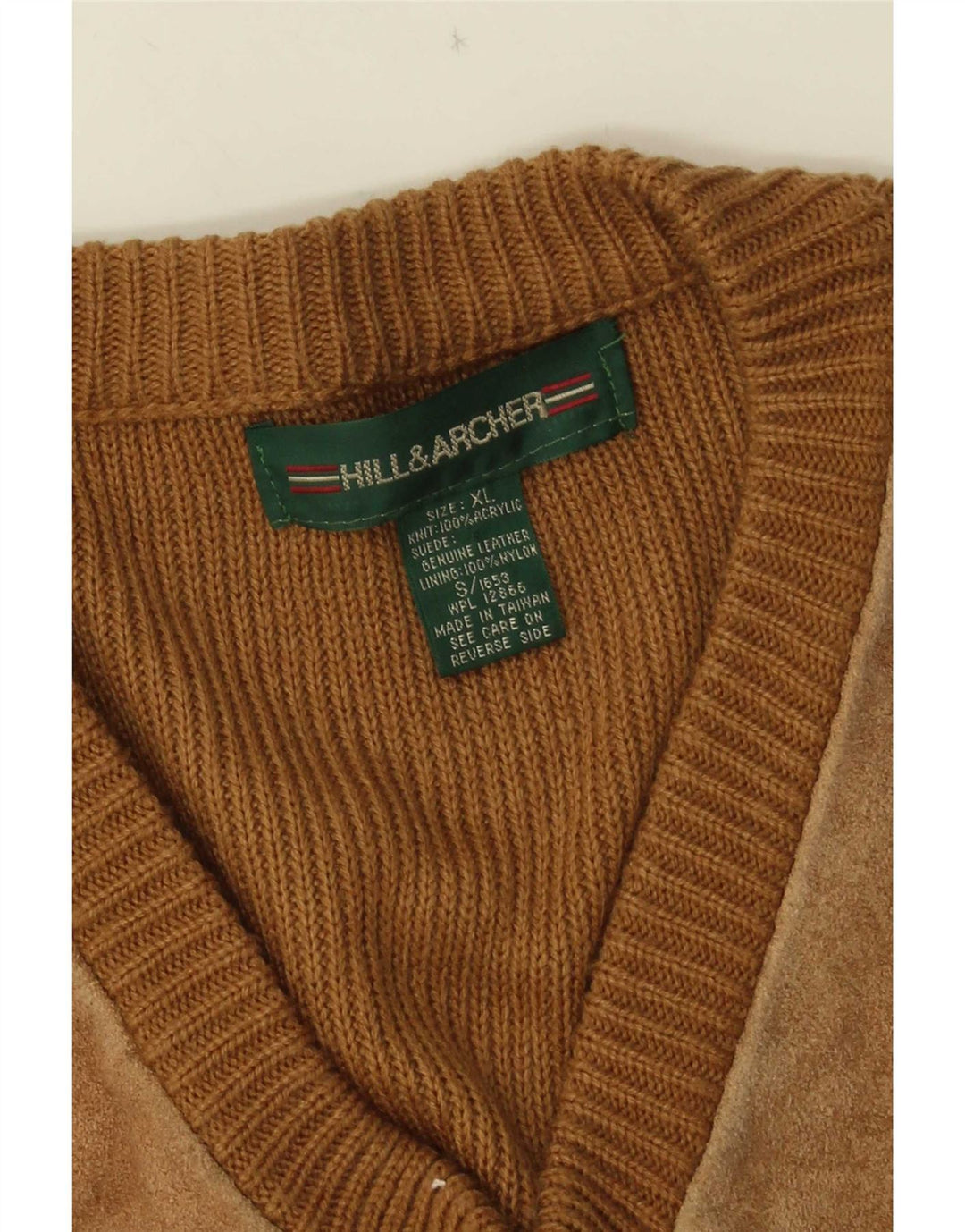 Suéter masculino camurça com decote em V XL bege acrílico