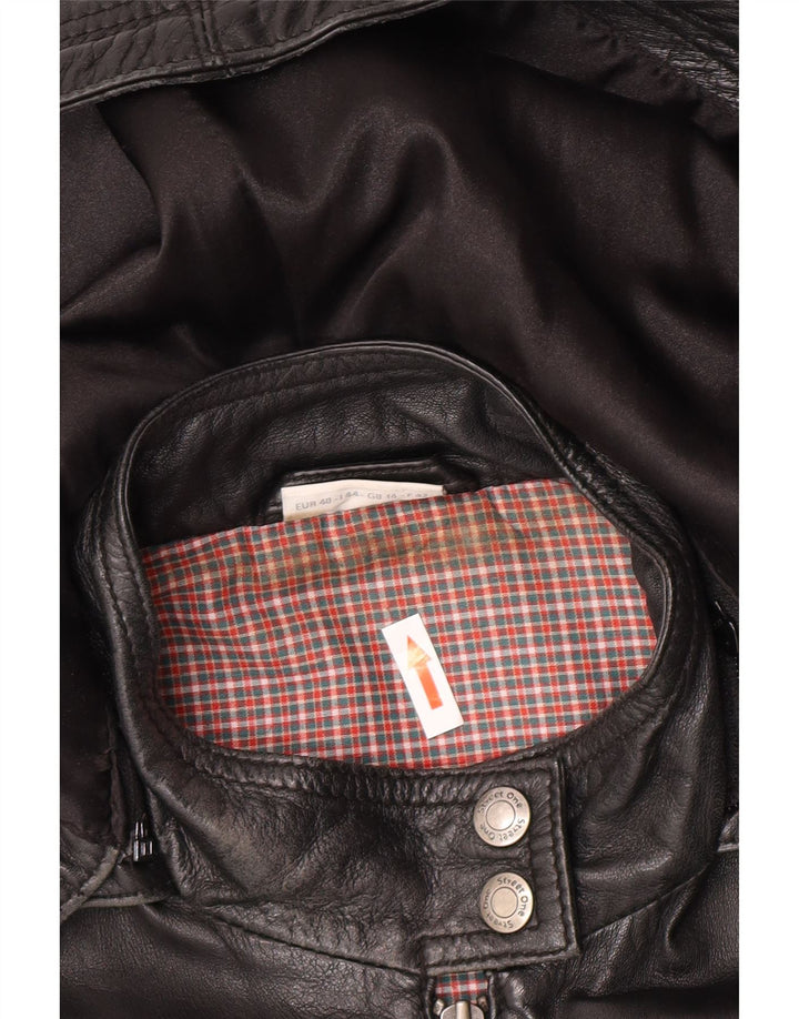 Jaqueta de couro com capuz feminina Street One UK 14 couro preto médio