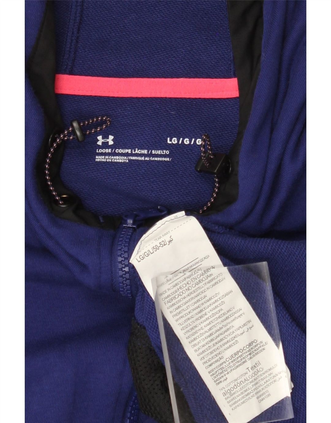 Suéter masculino com capuz e zíper UNDER ARMOUR grande algodão colorido roxo