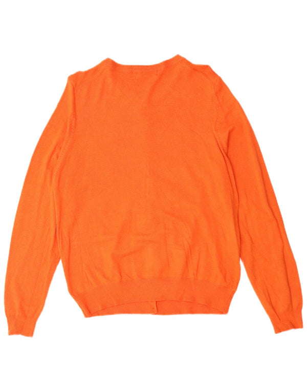 Suéter cardigã feminino Marks & Spencer UK 16 grande viscose laranja