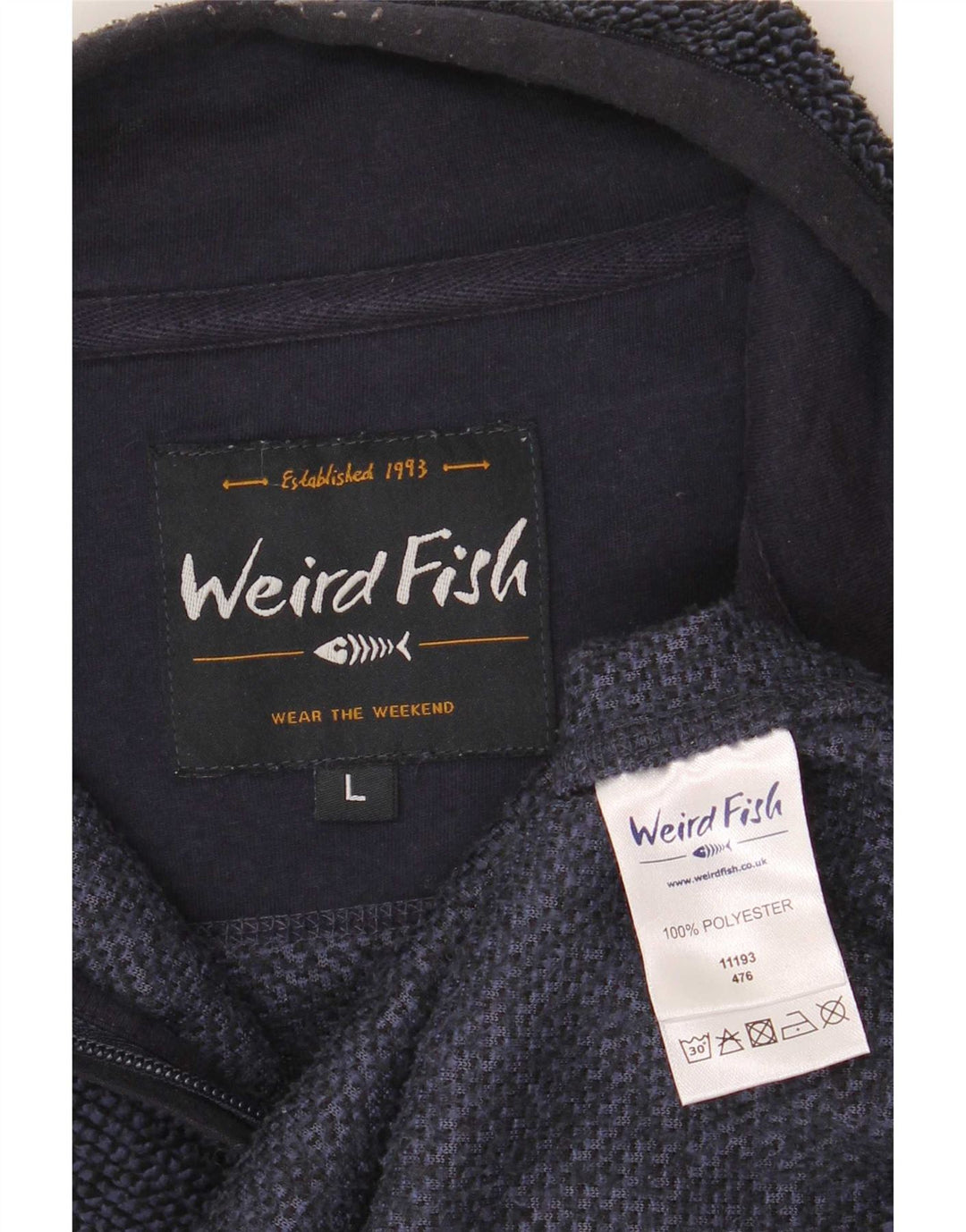 Moletom masculino Weird Fish com zíper e gola alta poliéster azul marinho