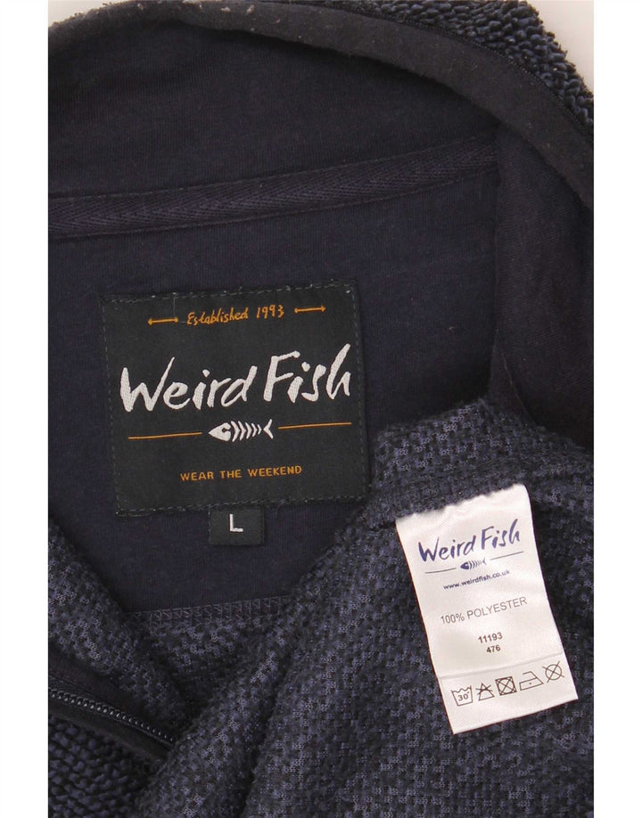 Moletom masculino Weird Fish com zíper e gola alta poliéster azul marinho