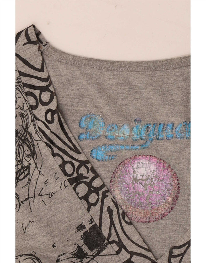 Vestido feminino Desigual com estampa A-Line UK 12 cinza médio
