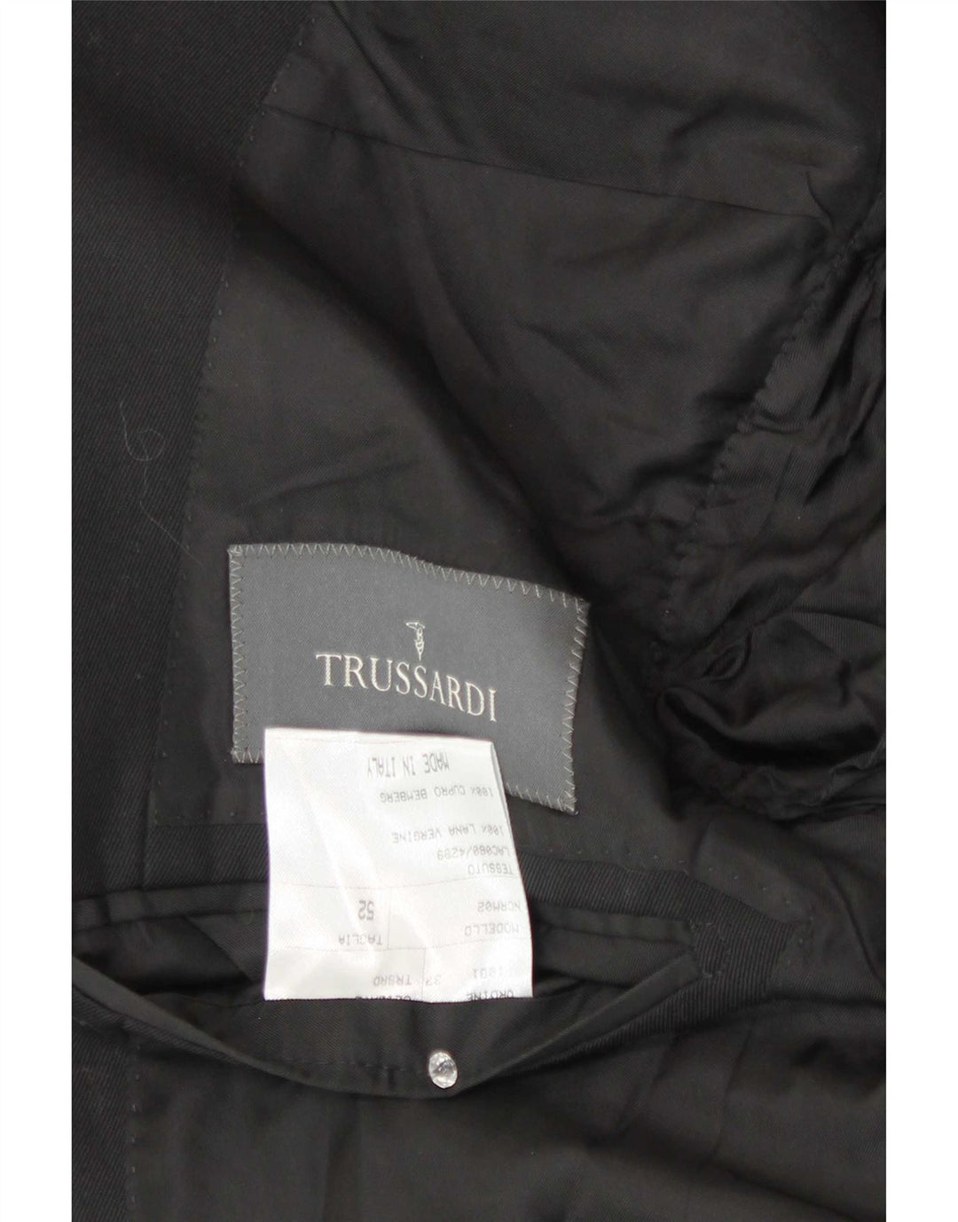 Jaqueta Blazer Masculina Trussardi com 2 Botões IT 52 XL Lã Preta