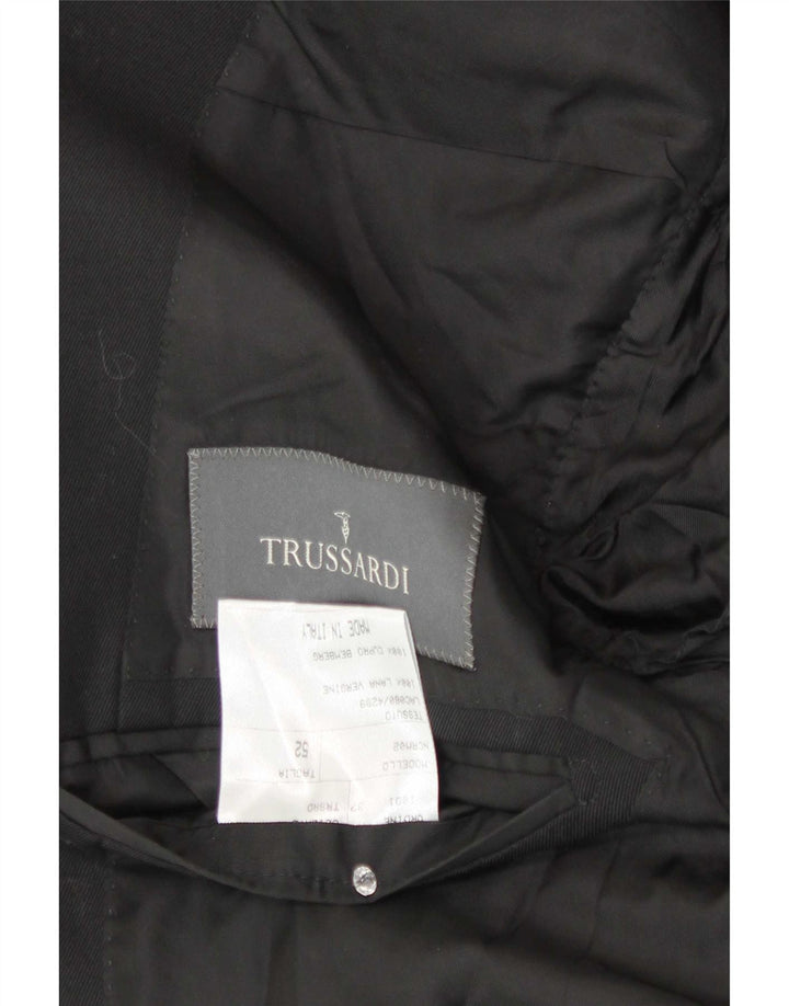 Jaqueta Blazer Masculina Trussardi com 2 Botões IT 52 XL Lã Preta