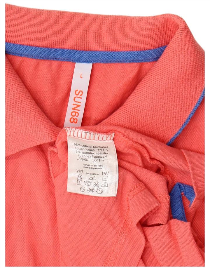 Camisa polo masculina SUN68 grande algodão laranja